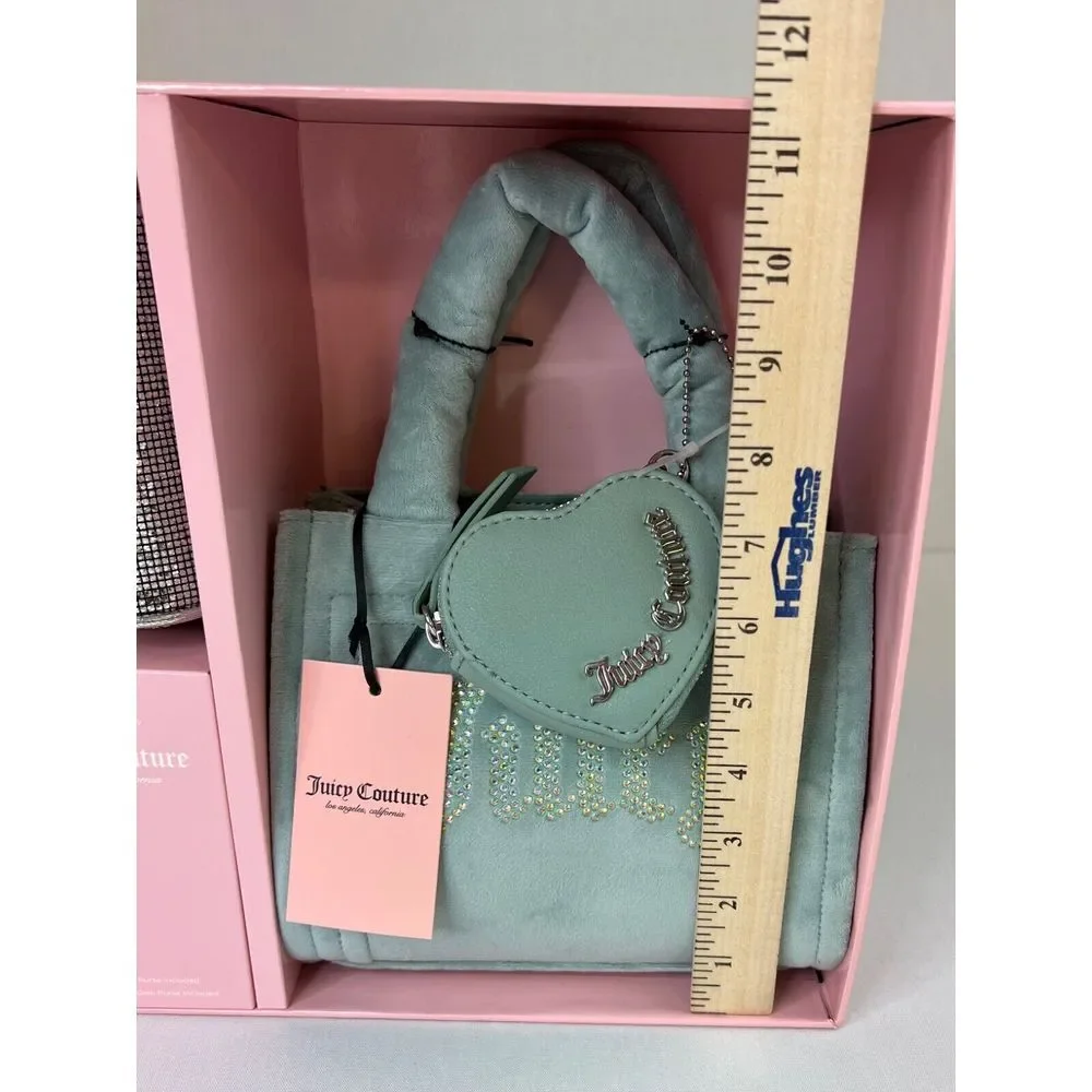 Juicy Couture Big Spender 3 Piece Gift Box Set Sage Green Tote Coin Purse Wristl